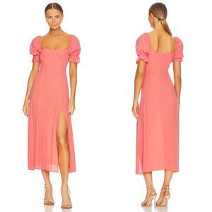 WeWoreWhat Puff Sleeve Midi Dress - Coral | Size 6